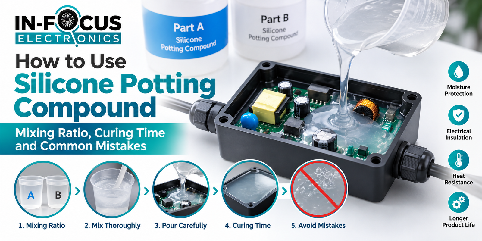How to Use Silicone Potting Compound: Mixing Ratio, Curing Time and Common Mistakes