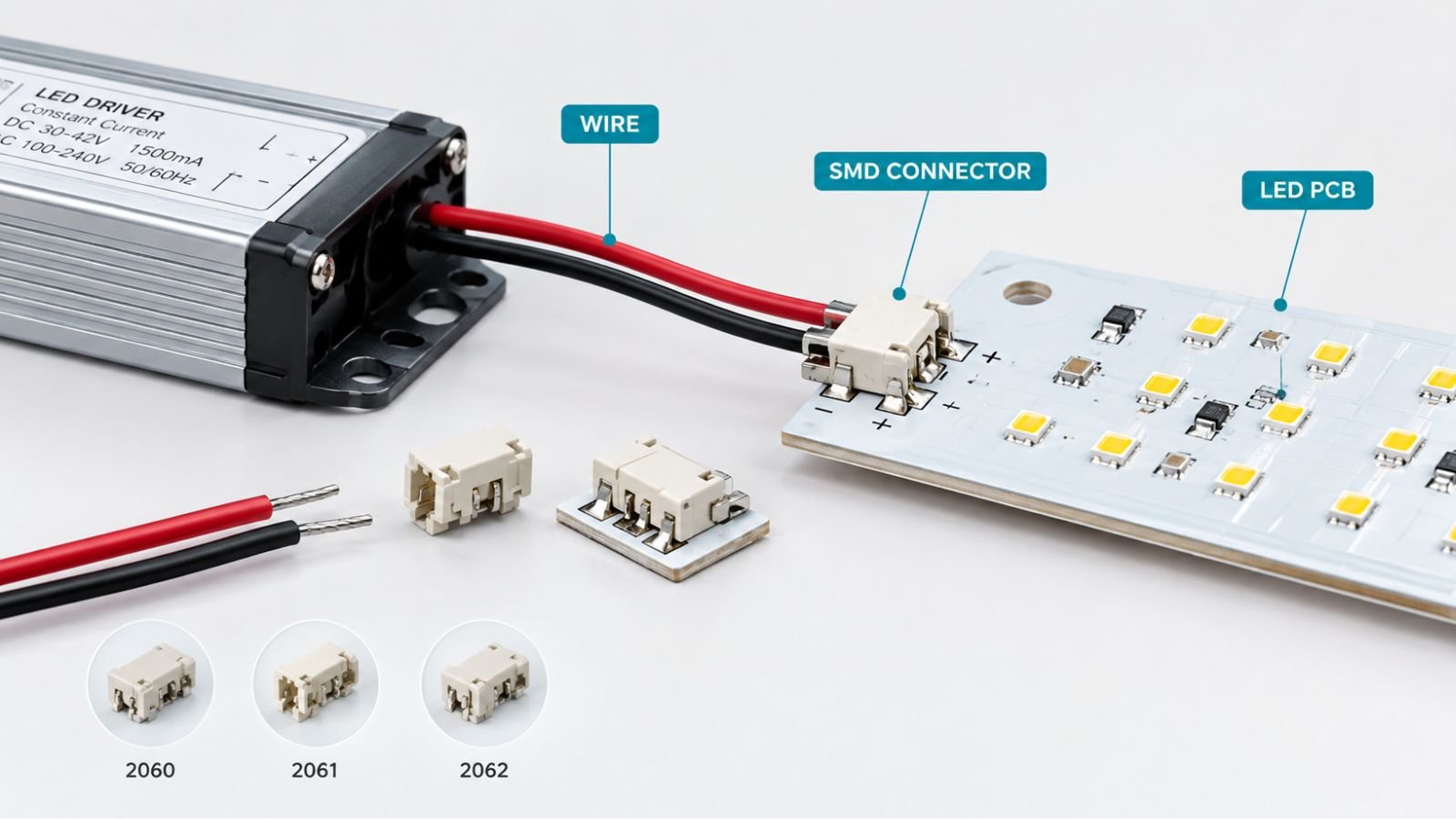 SMD Connectors 2060, 2061 & 2062 for LED Lighting Applications