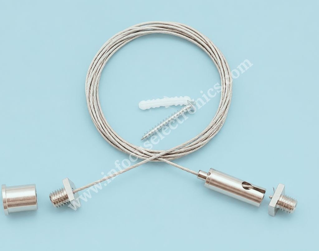 M4 LED Profile Suspension Kit 10x10mm | 7x7 Wire Rope & Brass Gripper