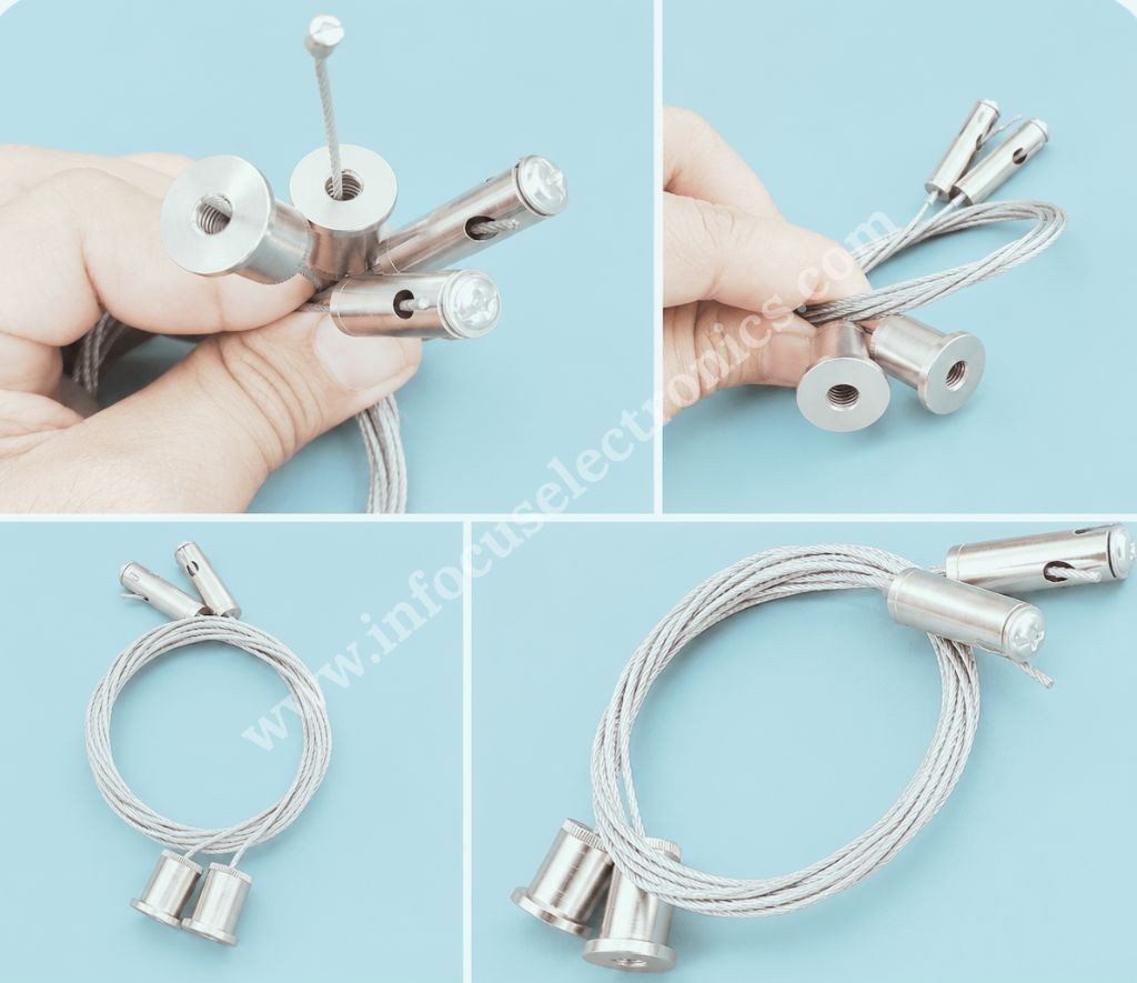 M4 LED Lighting Suspension Kit | Wire Rope Hanging Kit with Brass Gripper
